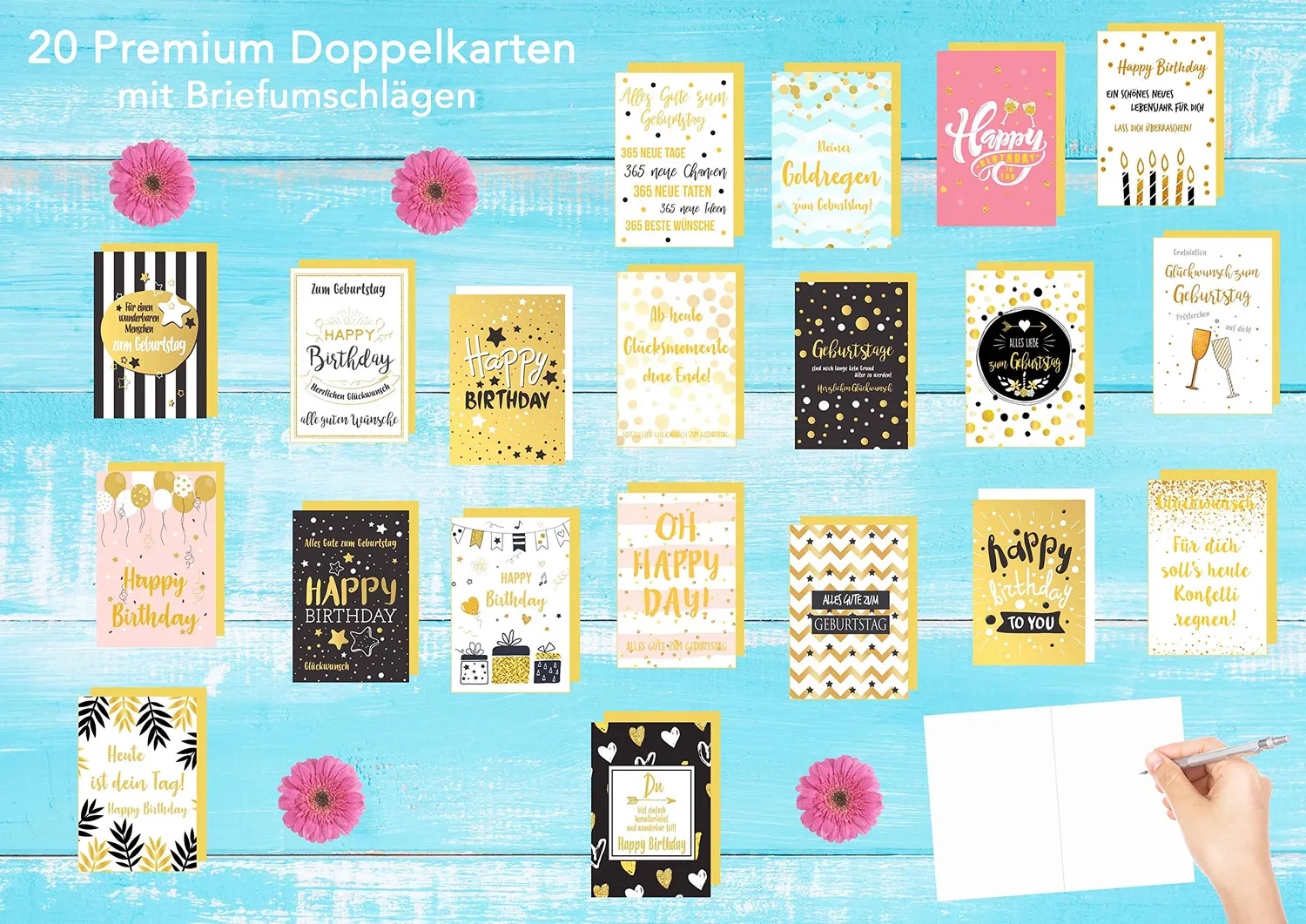 Edition Seidel Premium 20205 verjaardagskaarten set 20 goud