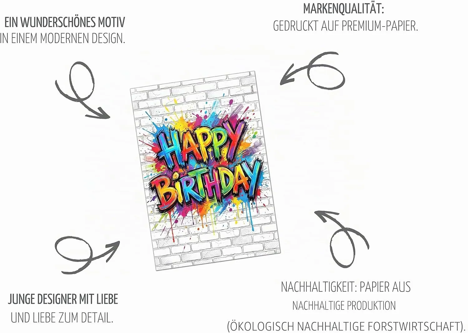 Edition Seidel Premium G3907 verjaardagskaart graffiti envelop