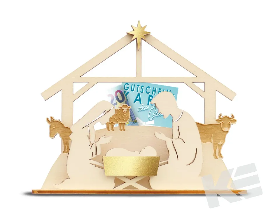Kurt Eulzer 01-0337 geldcadeau hout kerststal 15x18