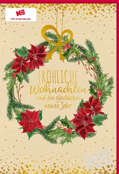 Kurt Eulzer 22-1405 kerstkaart krans binnendruk per stuk
