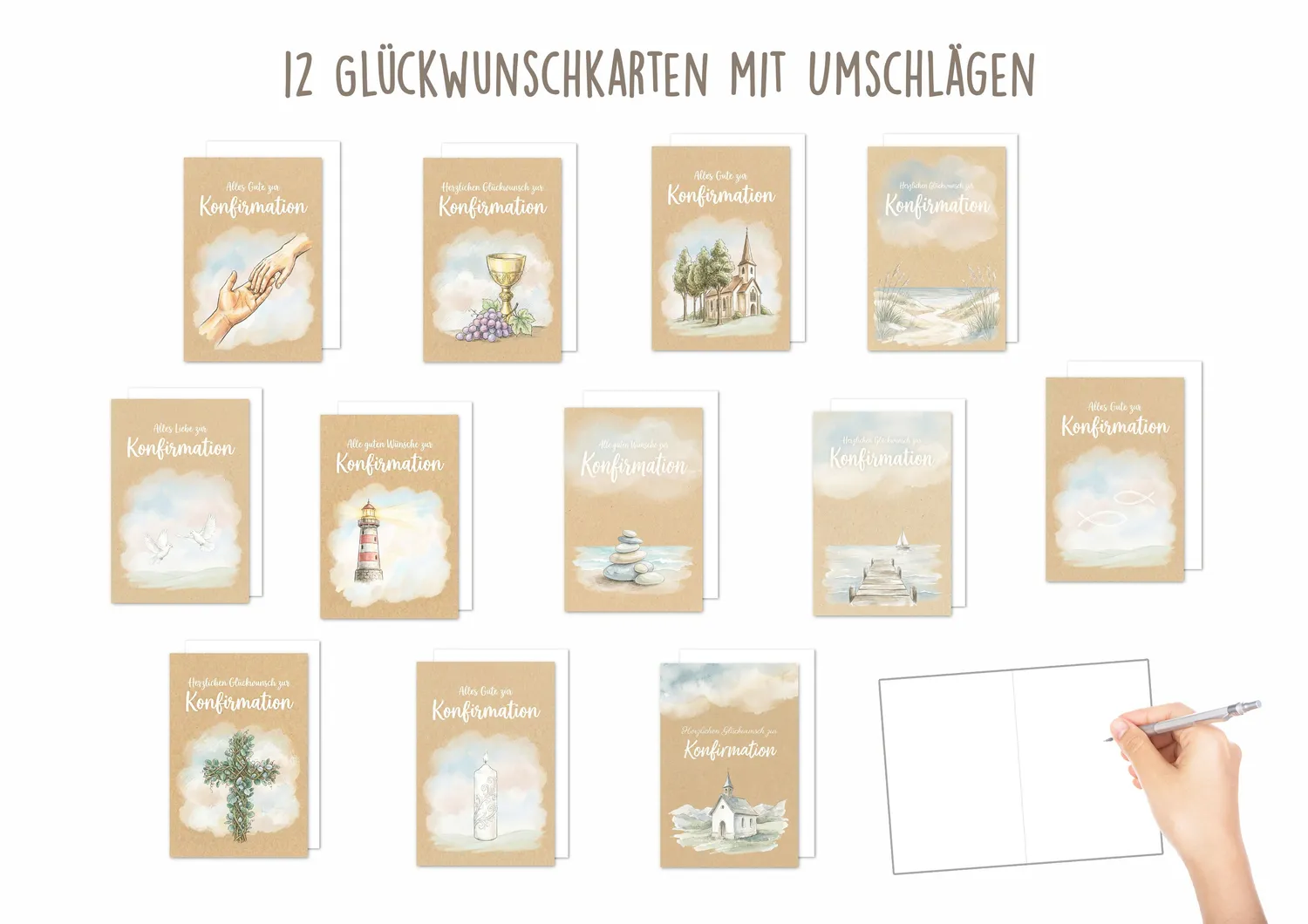 Edition Seidel confirmatiekaarten 32281 set 12 stuks