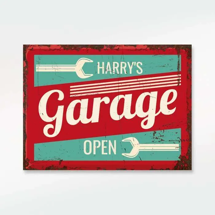 Gozi Garage metalen bord 30x20cm persoonlijk