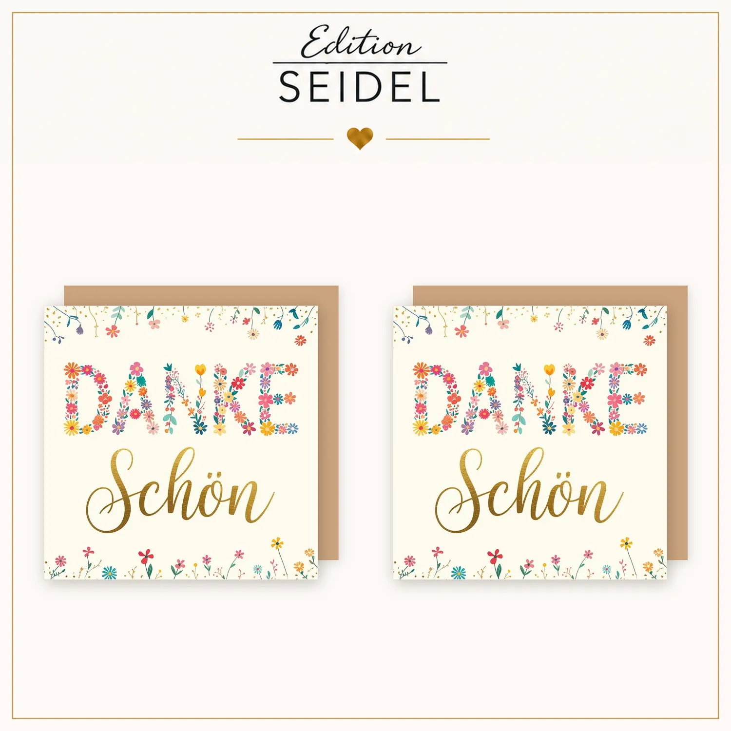 Edition Seidel 36697 bedankkaarten vierkant 6 stuks bloemen