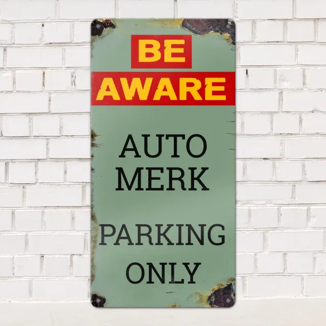Gozi Be Aware Automerk metalen bord 20x40cm auto