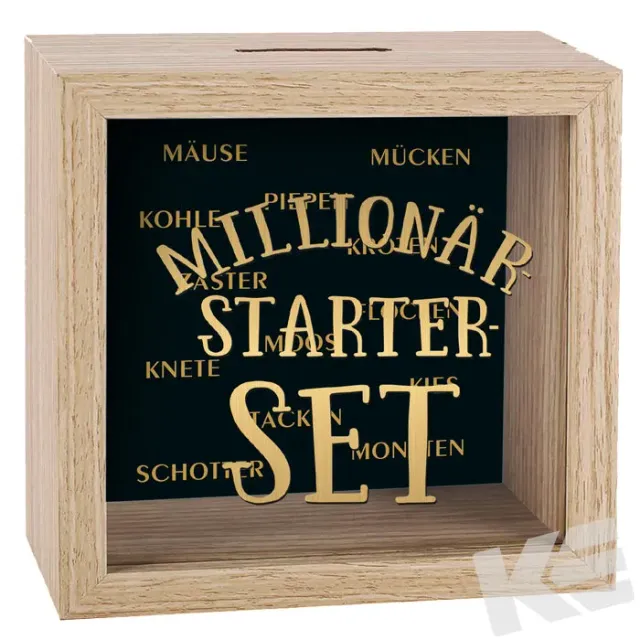 Kurt Eulzer 01-0304 spaarpot hout 11x11 cm bruin glas