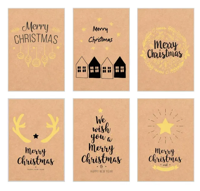 Edition Seidel 21788 kerstkaarten kraftpapier 6 stuks envelop