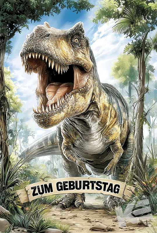 Kurt Eulzer 51-1076 3D verjaardagskaart T-Rex hoog