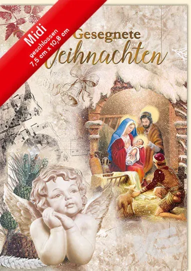 Kurt Eulzer 45-2214 midi kerstkaart engel Maria Jozef