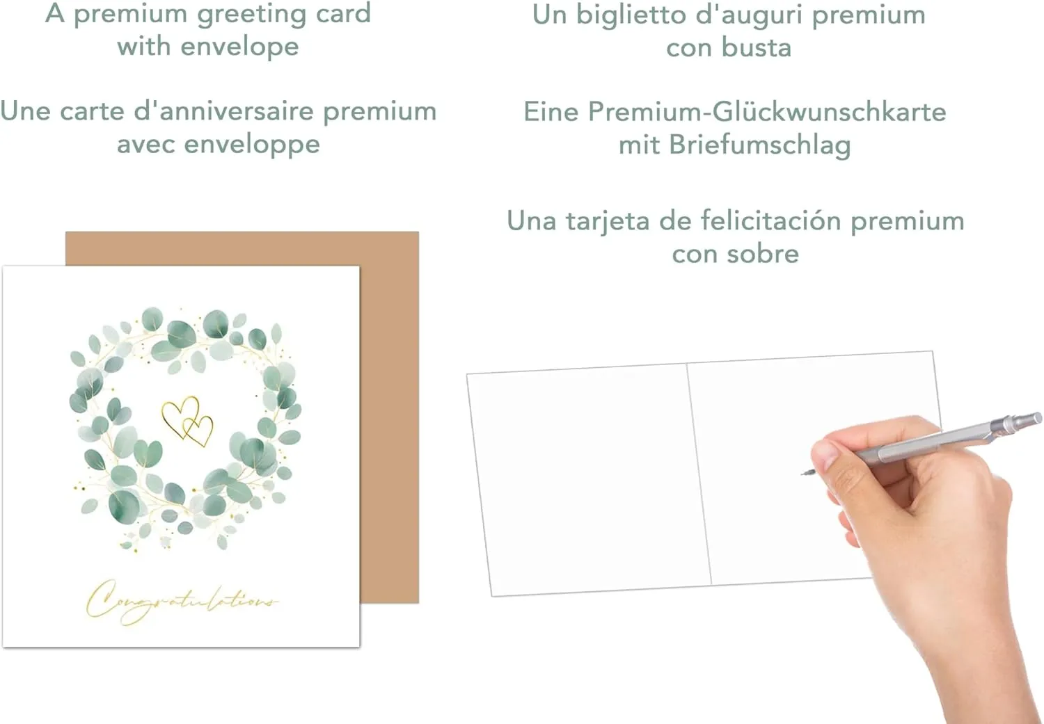 Edition Seidel HQ103 trouwkaart vierkant eucalyptus