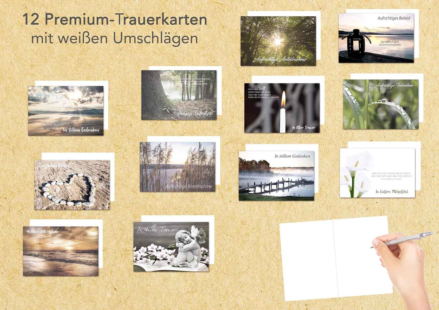 Edition Seidel rouwkaarten set 12 met envelop ingetogen