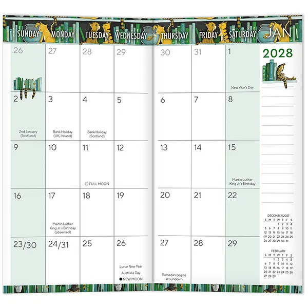 Sellers Publishing Bookshelf Cats 2027 zakagenda pocket katten