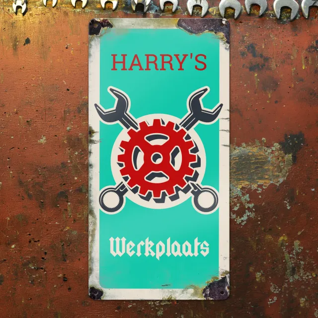 Gozi Werkplaats metalen bord 20x40cm vintage