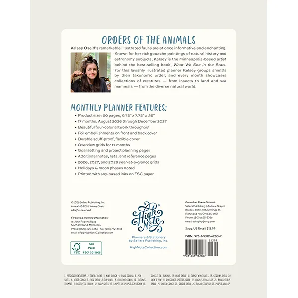 Sellers Publishing High Note 2027 planner softcover dieren