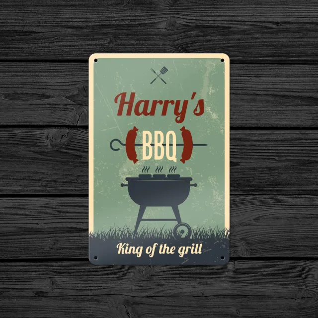 Gozi BBQ Worst metalen bord 20x30cm humor