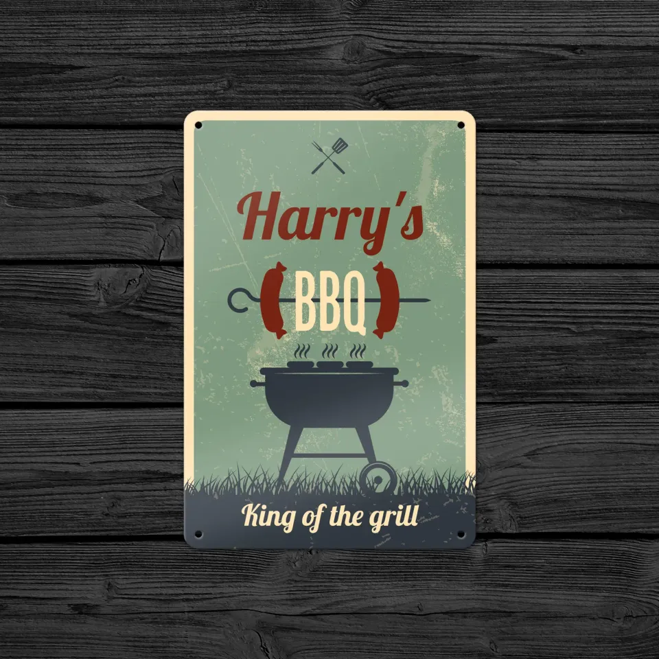 Gozi BBQ Worst metalen bord 20x30cm humor