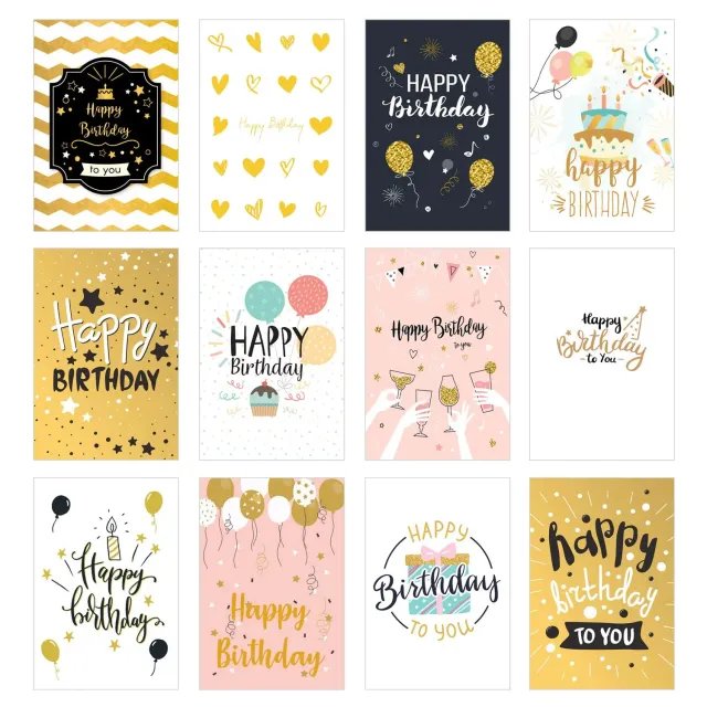 Edition Seidel 22363 verjaardagskaarten 12 stuks goud