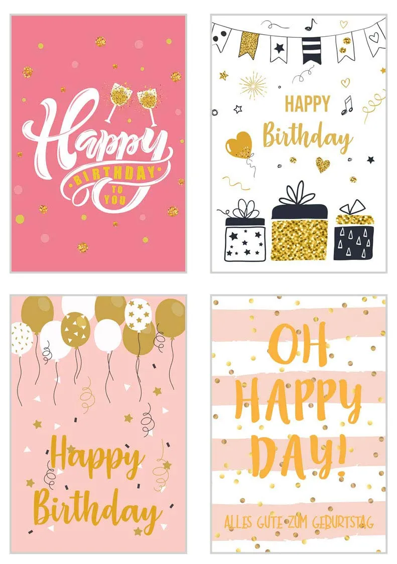 Edition Seidel 20818 verjaardagskaarten set 12 stuks goud