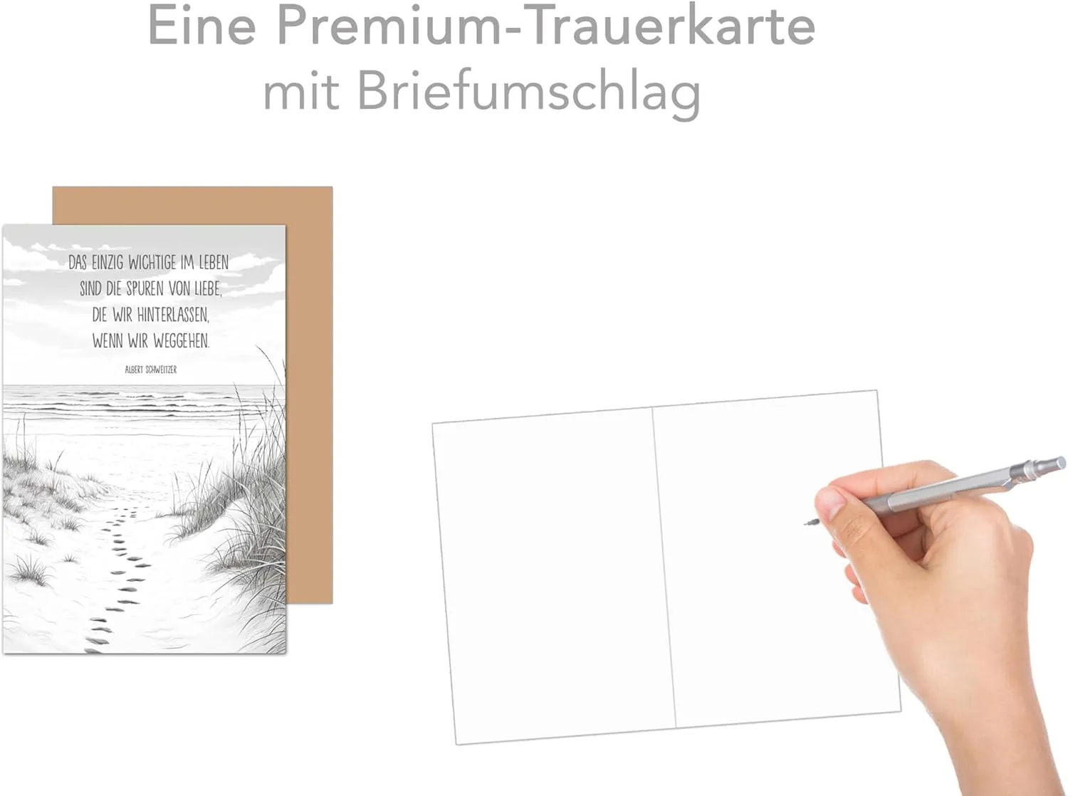 Edition Seidel Premium T1201 SW025 rouwkaart strand met envelop