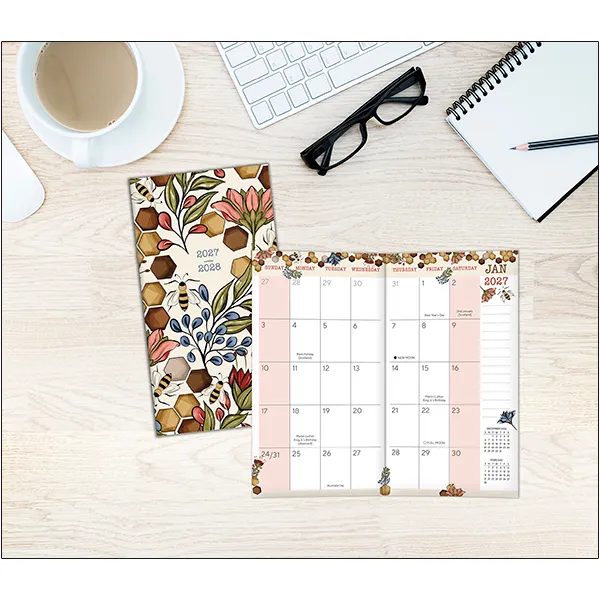 Sellers Publishing Floral Bee 2027 zakagenda pocket 29 maanden