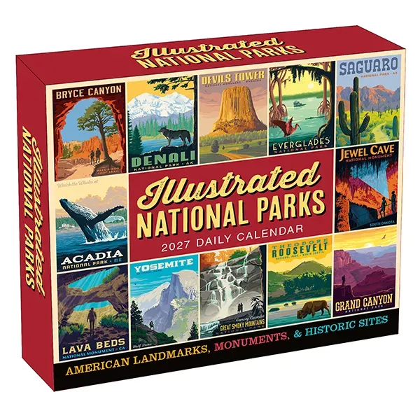 Sellers Publishing Illustrated National Parks 2027 scheurkalender retro