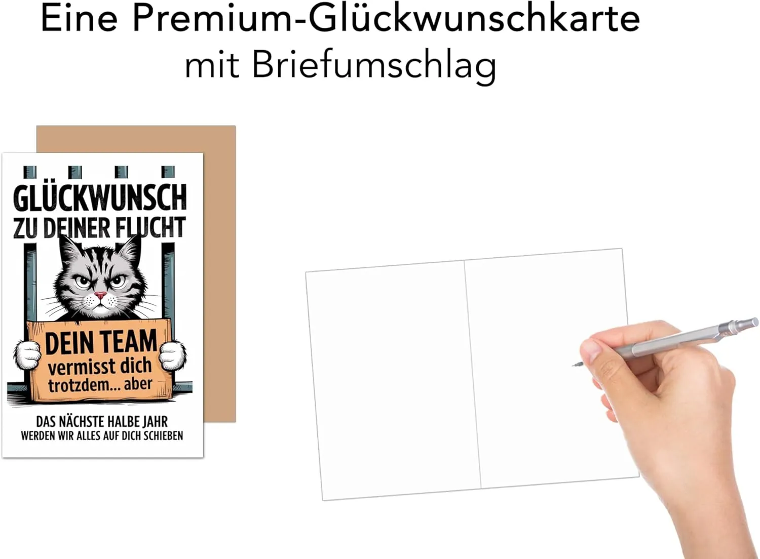 Edition Seidel AS149 SW025 afscheidskaart kat gevangenis met envelop