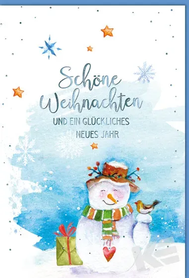 Kurt Eulzer 22-1099 kerstkaart sneeuwman met preeg