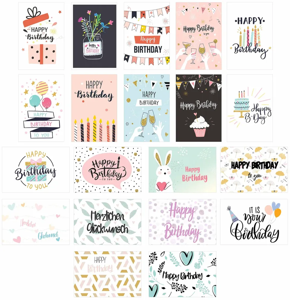 Edition Seidel SW02 verjaardagspostkaarten 20 stuks set 2