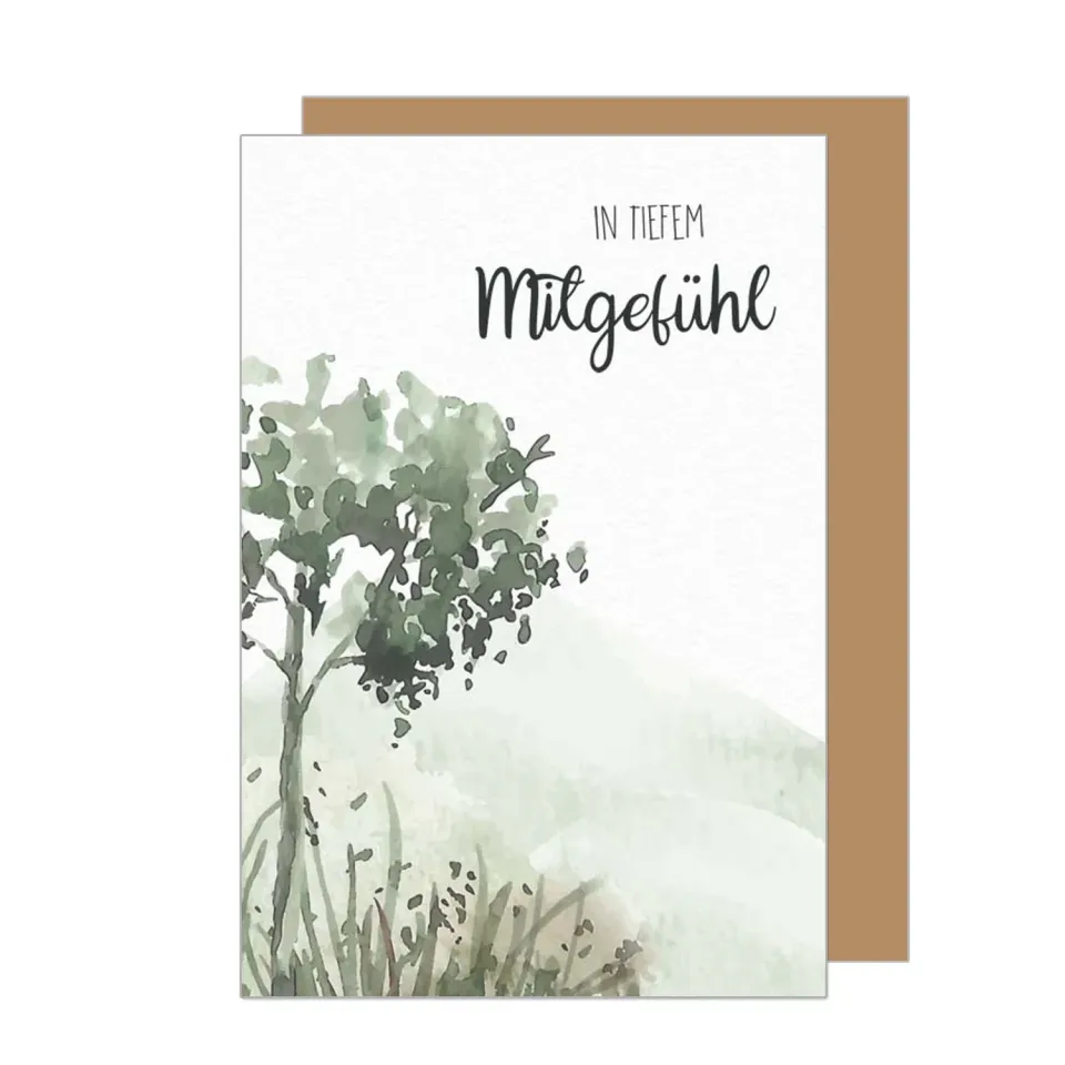 Edition Seidel T1062 SW022 condoleancekaart boom aquarel met envelop