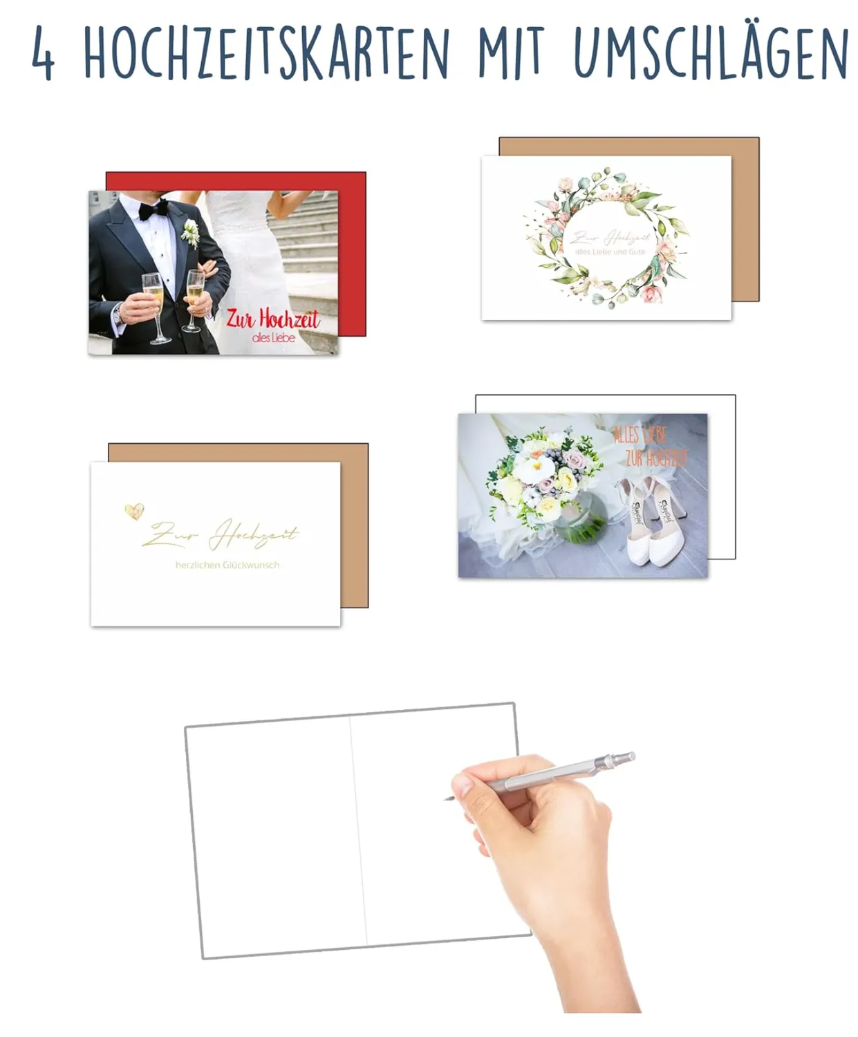 Edition Seidel 20077 trouwkaarten set 4 stuks met envelop