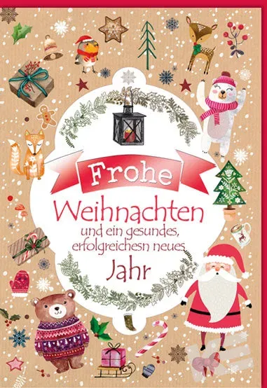 Kurt Eulzer 22-1158 kerstkaart kerstman sneeuwman per stuk