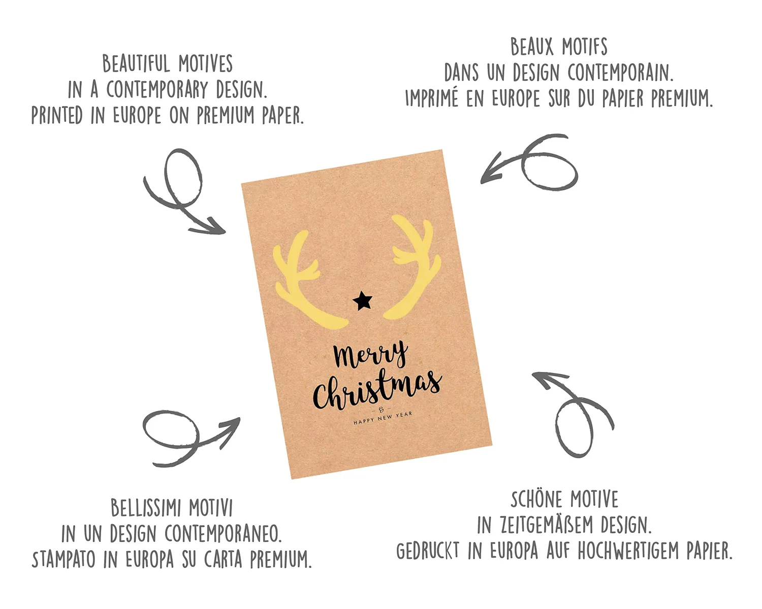 Edition Seidel 21788 kerstkaarten kraftpapier 6 stuks envelop