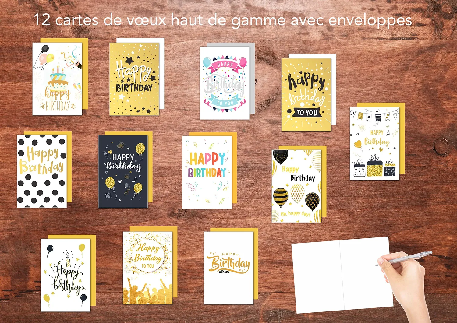 Edition Seidel 20538 verjaardagskaarten set 12 met envelop