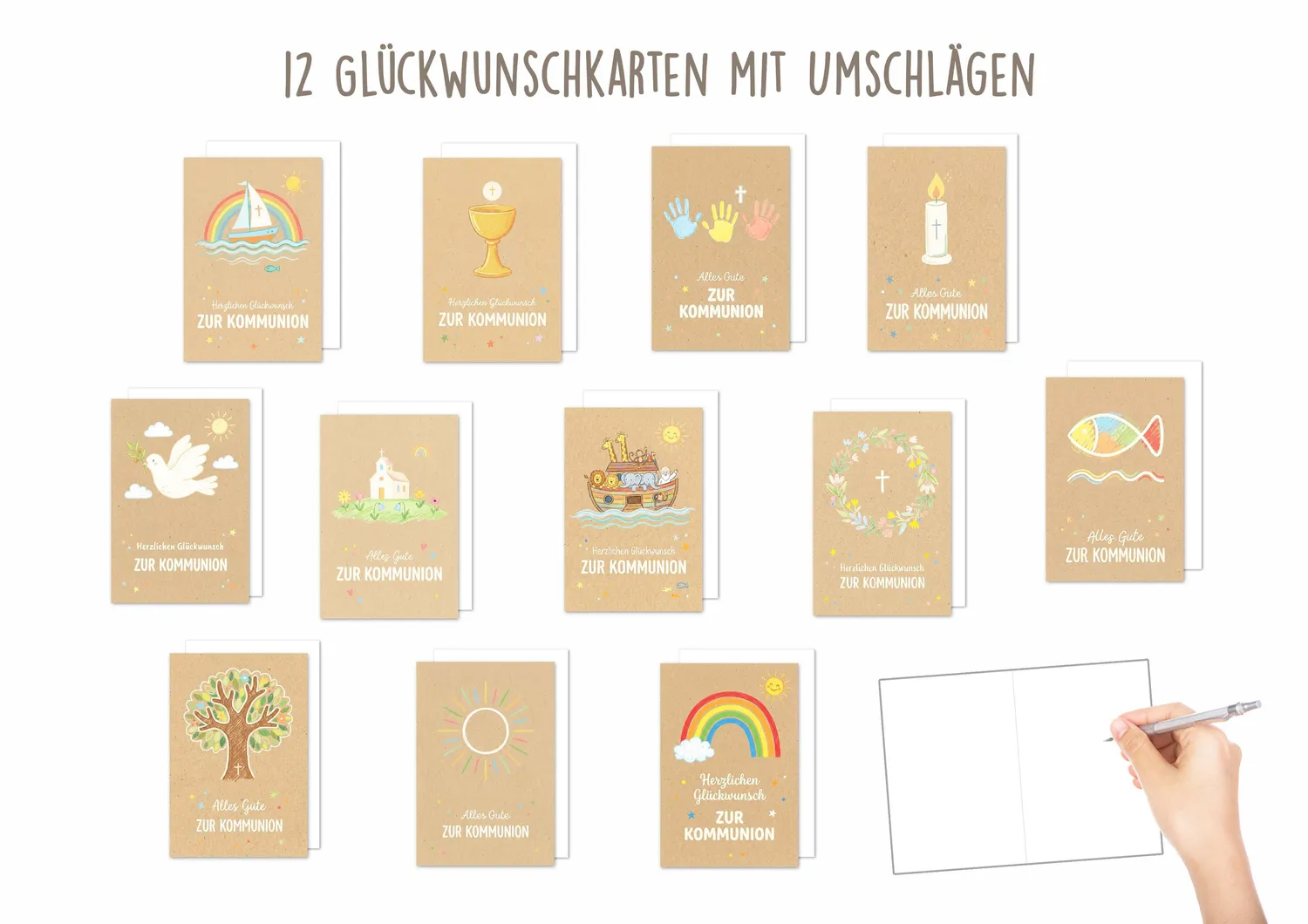 Edition Seidel 31754 communiekaarten set van 12 met envelop