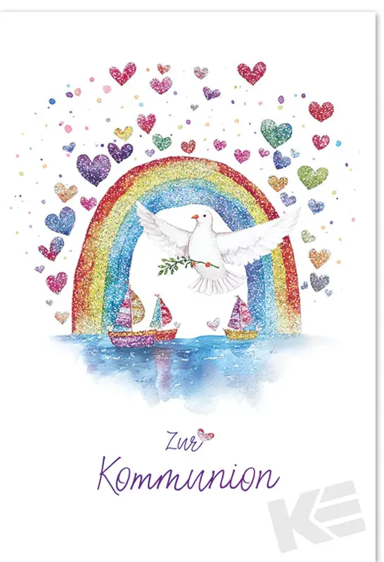 Kurt Eulzer 12-1072 communiekaart regenboog duif per stuk