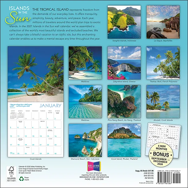 Sellers Publishing Islands in the Sun 2027 wandkalender tropisch
