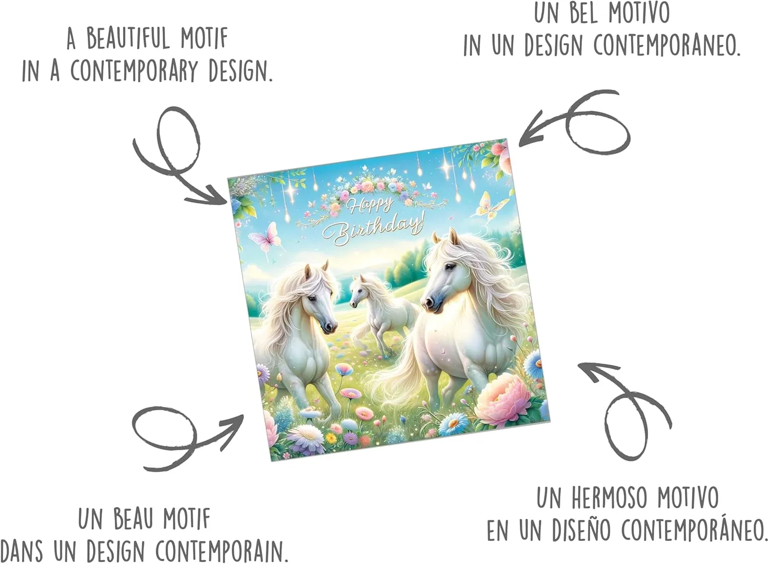 Edition Seidel GQ268 SW024 verjaardagskaart paarden vierkant
