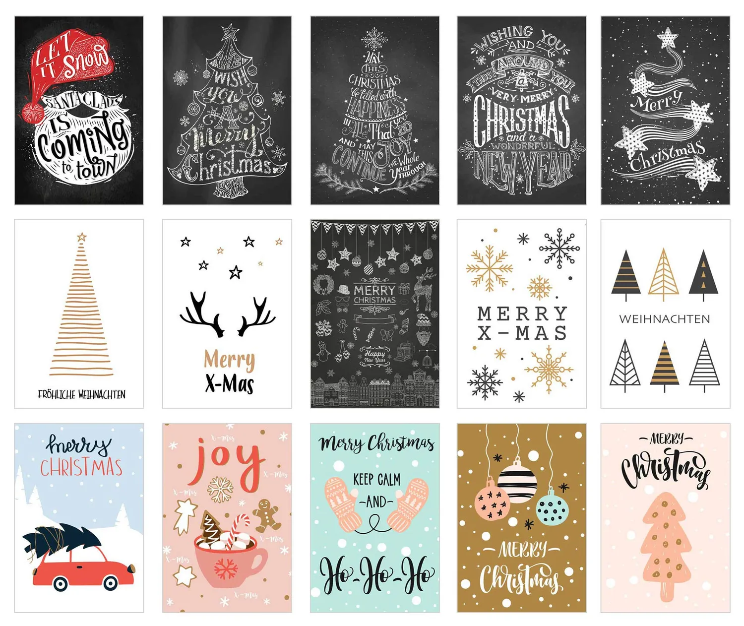 Edition Seidel Set 2 kerst postkaarten 15 stuks gelakt