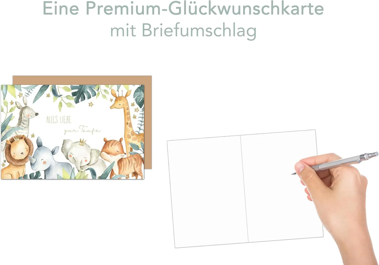 Edition Seidel ET178 doopkaart dieren met envelop