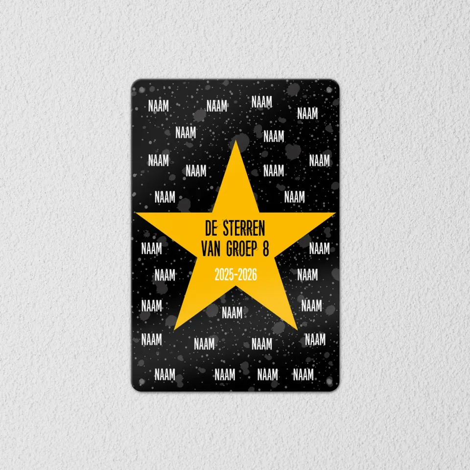 Gozi Gele Ster metalen bord 20x30cm groep 8