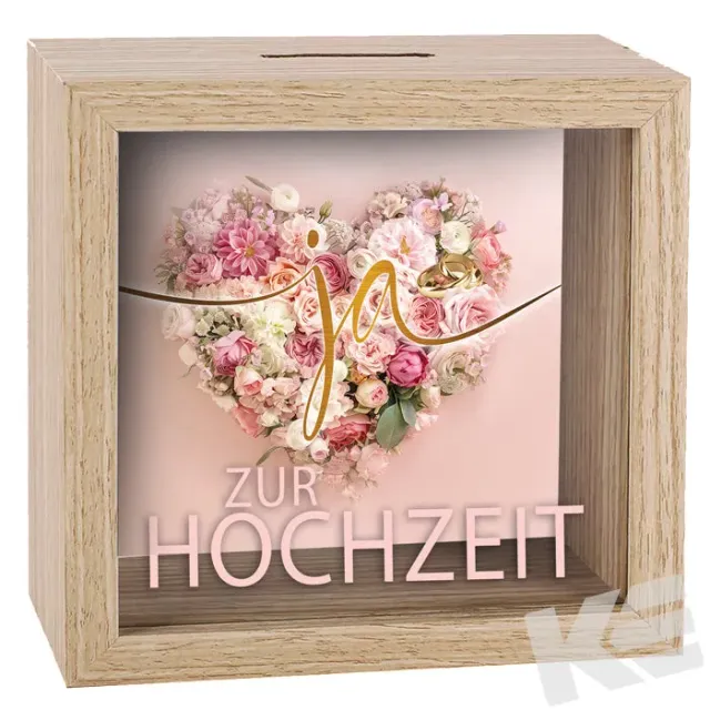 Kurt Eulzer 01-0327 spaarpot huwelijk hout 11x11cm