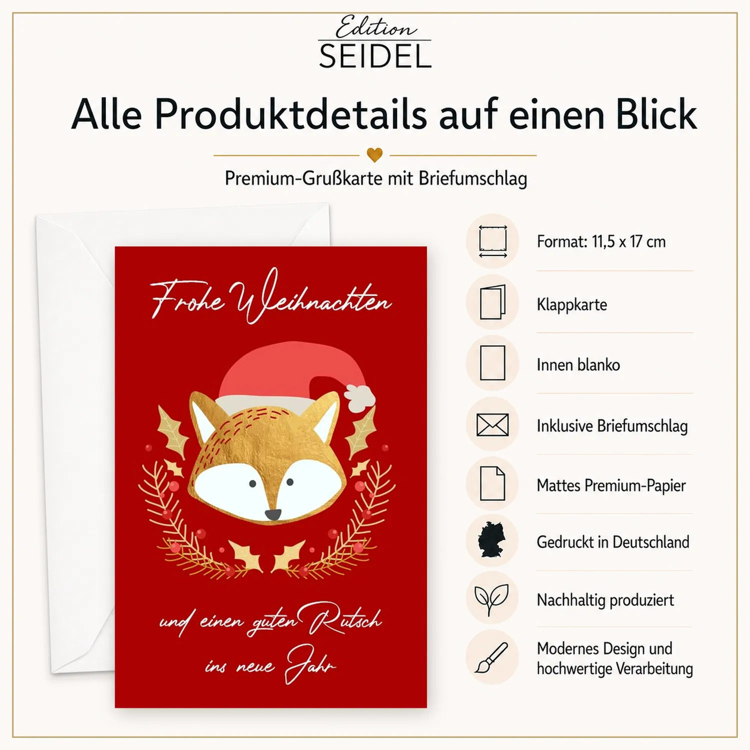 Edition Seidel 36704 kerstkaarten set van 20 met envelop