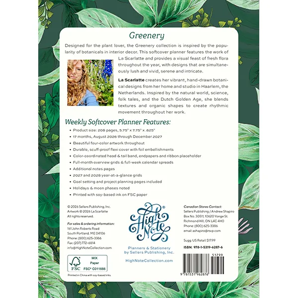Sellers Publishing Greenery 2027 weekplanner softcover
