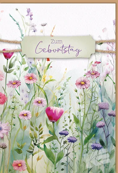 Kurt Eulzer 51-5338 verjaardagskaart korenbloemen – juteband