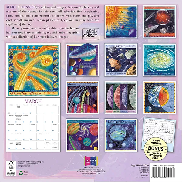 Sellers Publishing Sun Moon Stars 2027 wandkalender cosmos