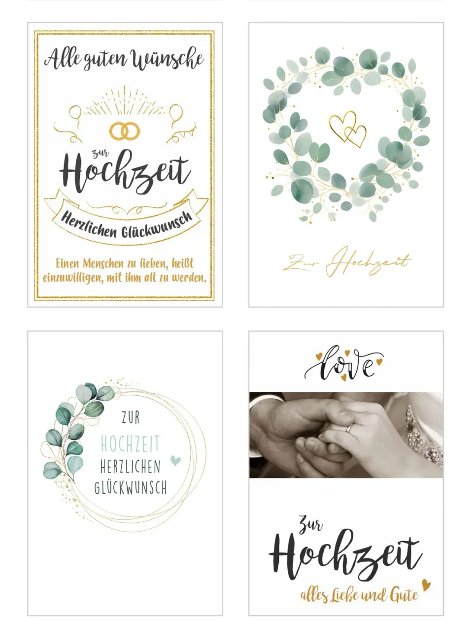 Edition Seidel 20098 huwelijkskaarten set 4 met envelop