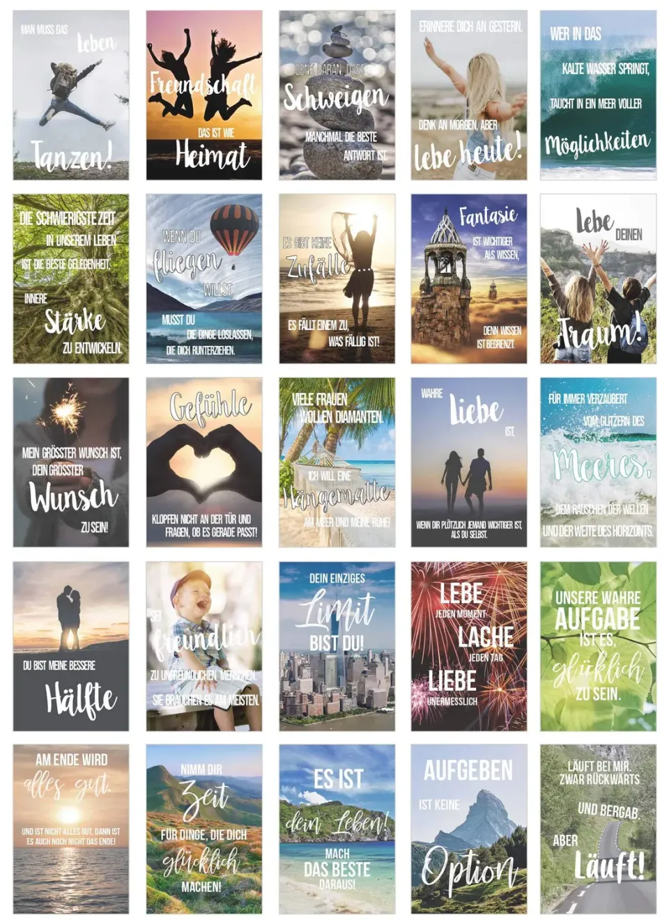 Edition Seidel Leben & Momente postkaarten set 25 met spreuken