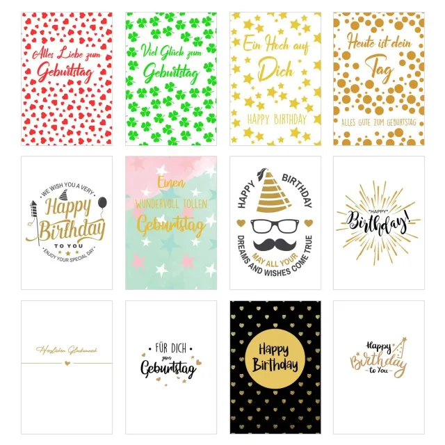 Edition Seidel Premium 20189 verjaardagskaarten 12 stuks goud