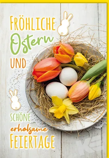 Kurt Eulzer 13-1117 paaskaart nest tulpen eieren kleur