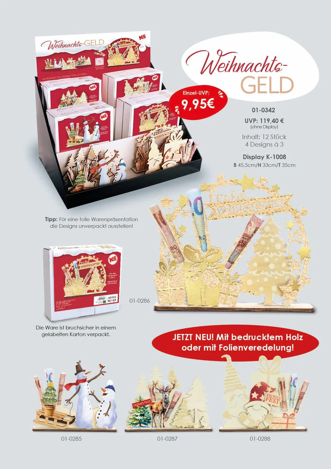 Kurt Eulzer 01-0342 houten geldcadeaus kerst display 12 stuks