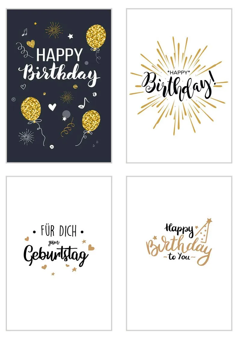 Edition Seidel 20818 verjaardagskaarten set 12 stuks goud